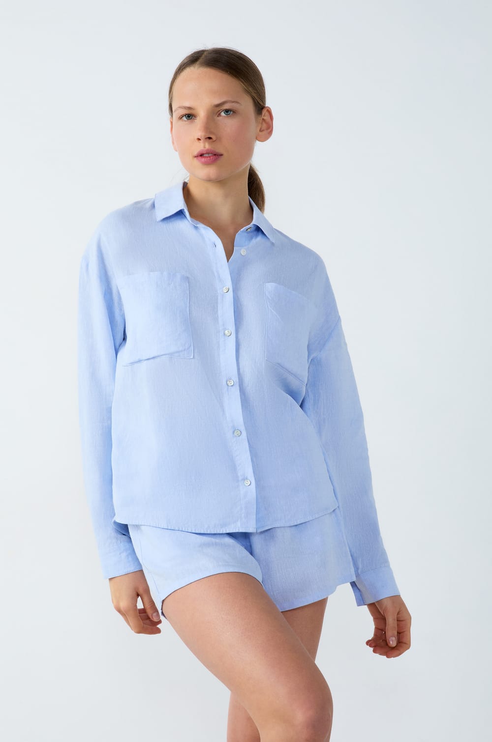 Linen Pyjama Shirt;${refinementColor}