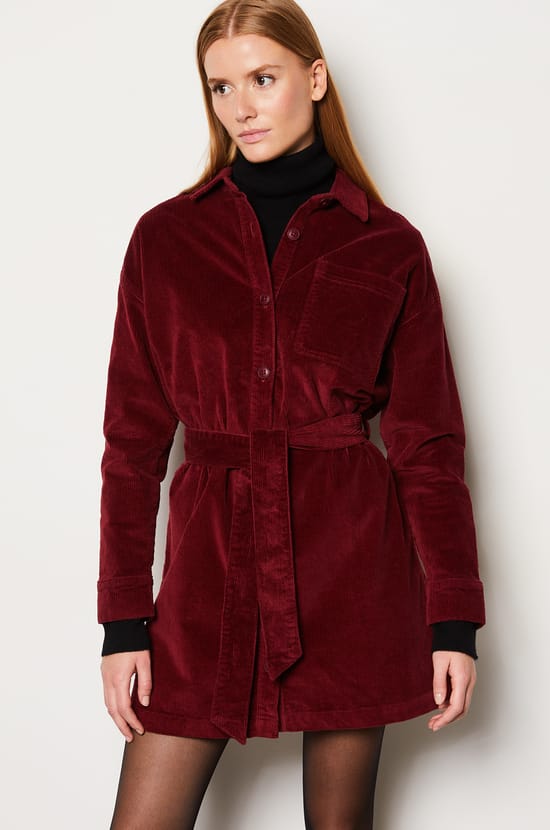 Robe courte côtelée en coton;${refinementColor}