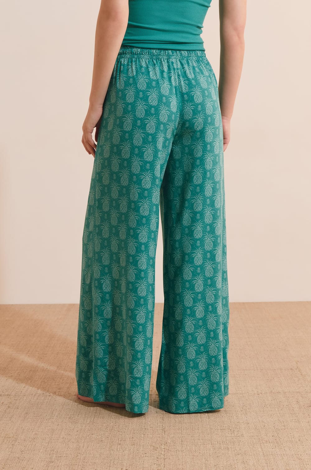 Pantalon de pyjama 7/8 &agrave; motifs;${refinementColor}