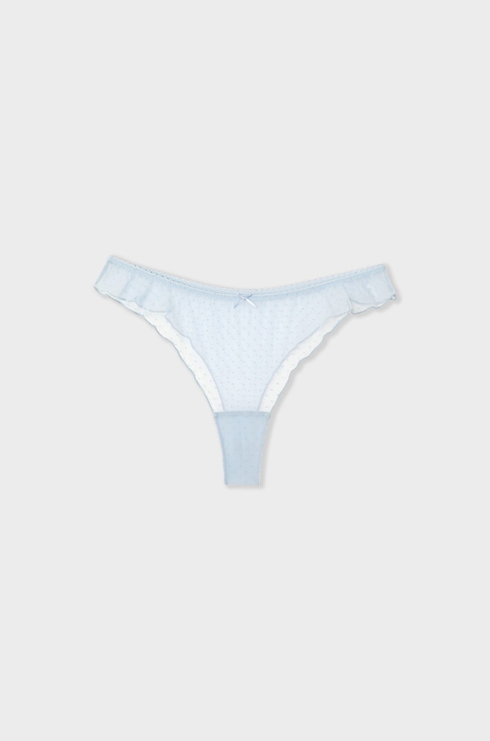 Tanga en tulle floqu&eacute; &agrave; pois;${refinementColor}