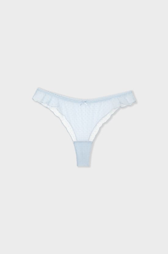 Tanga in Flocked Polka Dot Tulle;${refinementColor}