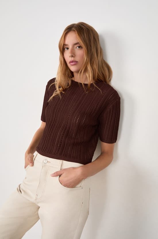 Short-sleeved sweater;${refinementColor}
