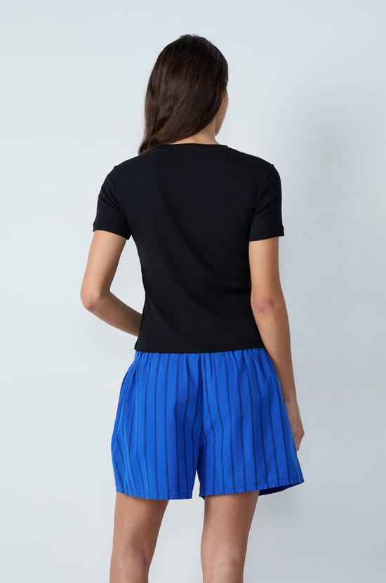 T-shirt manches courtes côtelé en coton;${refinementColor}