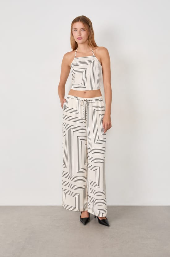 Pantalon satiné imprimé;${refinementColor}