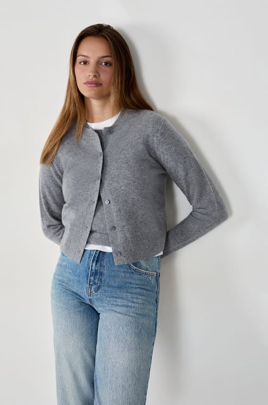Cashmere cardigan with buttons;${refinementColor}