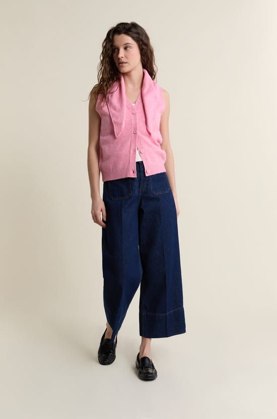 Gilet sans manches en tricot avec foulard;${refinementColor}