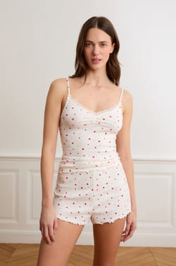 Cotton Pointelle Camisole With Heart Pattern;${refinementColor}