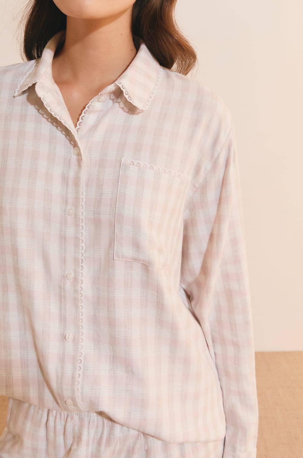 Chemise de pyjama &agrave; carreaux avec coton;${refinementColor}