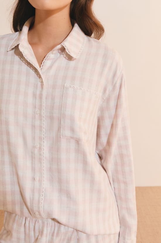 Chemise de pyjama &agrave; carreaux avec coton;${refinementColor}