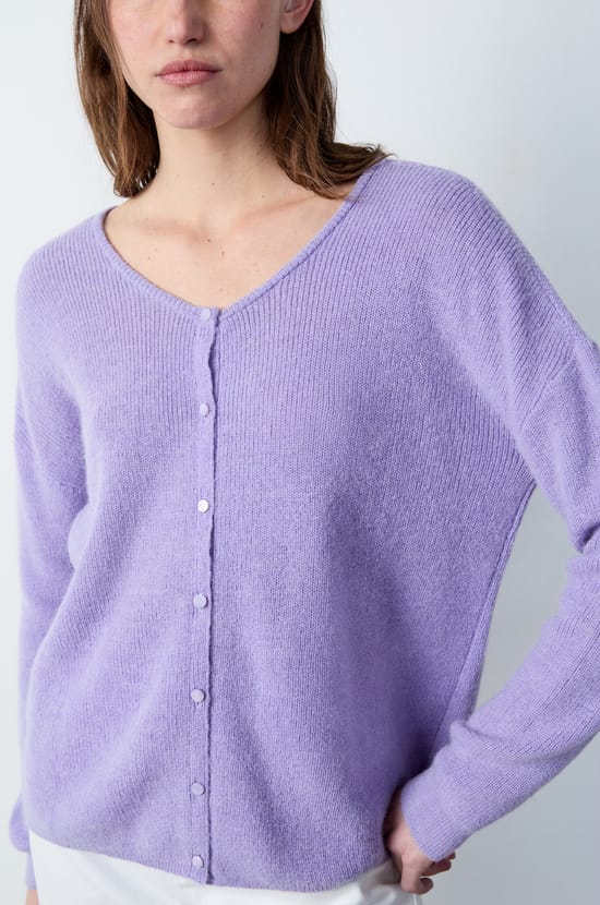 Gilet manches longues à col rond;${refinementColor}