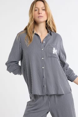 Chemise de pyjama à rayures à motif chien;${refinementColor}