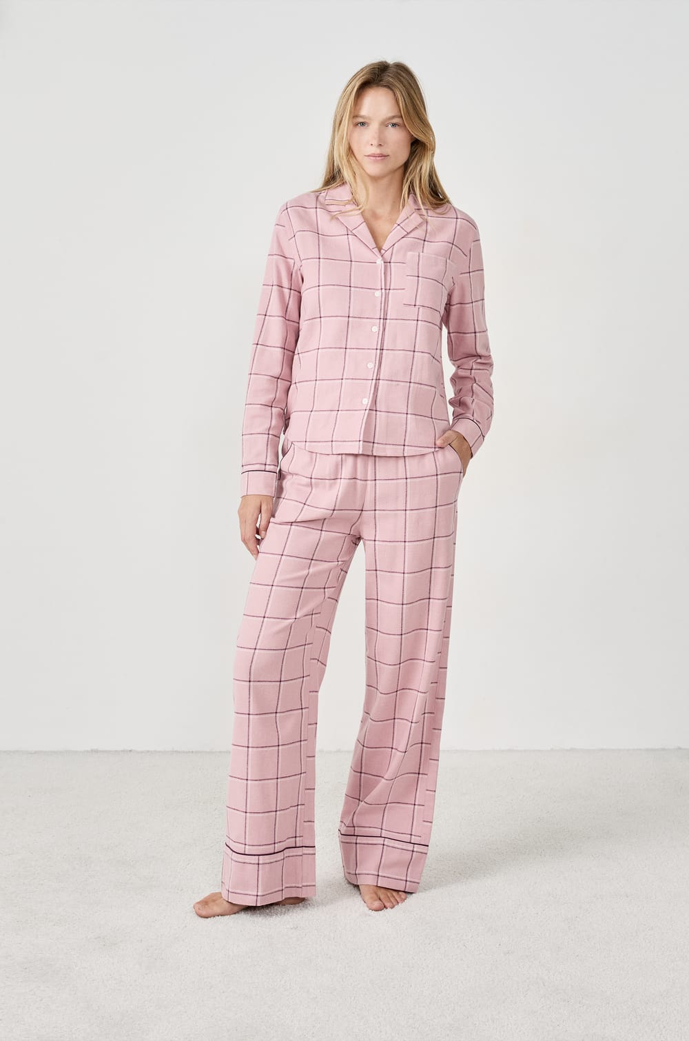 Camisa de pijama a cuadros;${refinementColor}