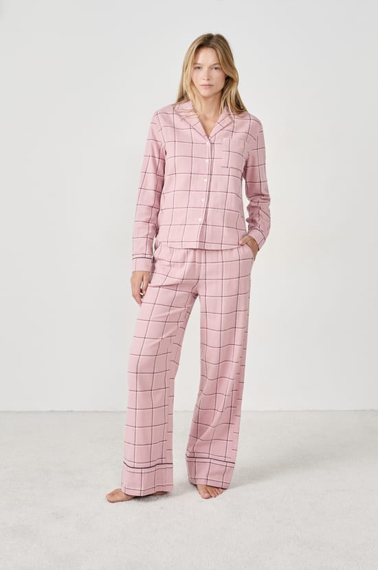 Camisa de pijama a cuadros;${refinementColor}