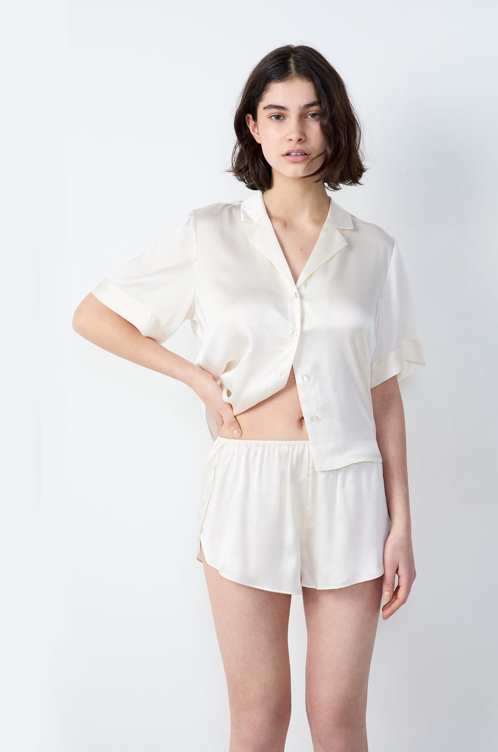 Silk Pyjama Shorts;${refinementColor}
