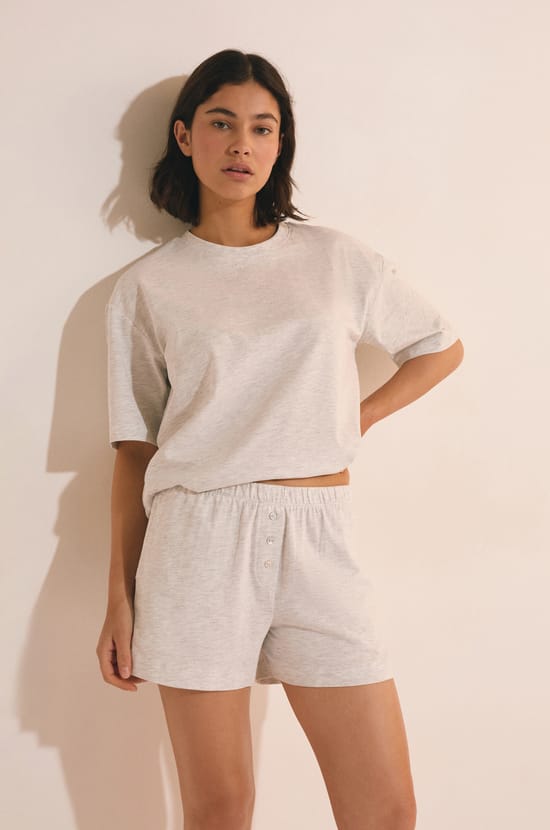 Short de pyjama boyfriend en coton;${refinementColor}