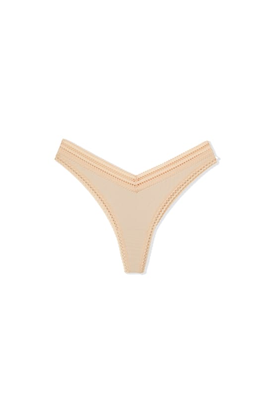 V-shape Tanga in Microfibre and Lace;${refinementColor}
