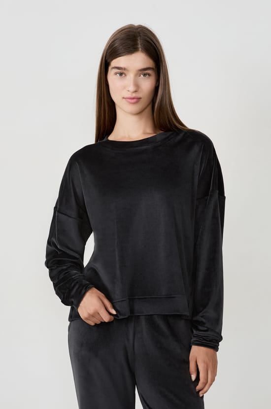 Velvet pyjama sweatshirt;${refinementColor}