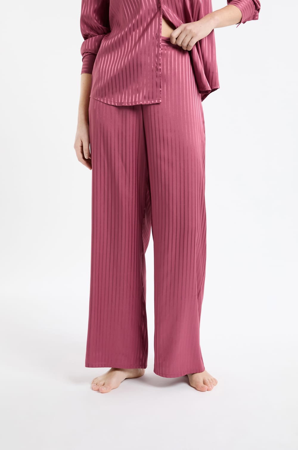 Satin Striped Pyjama Trousers;${refinementColor}