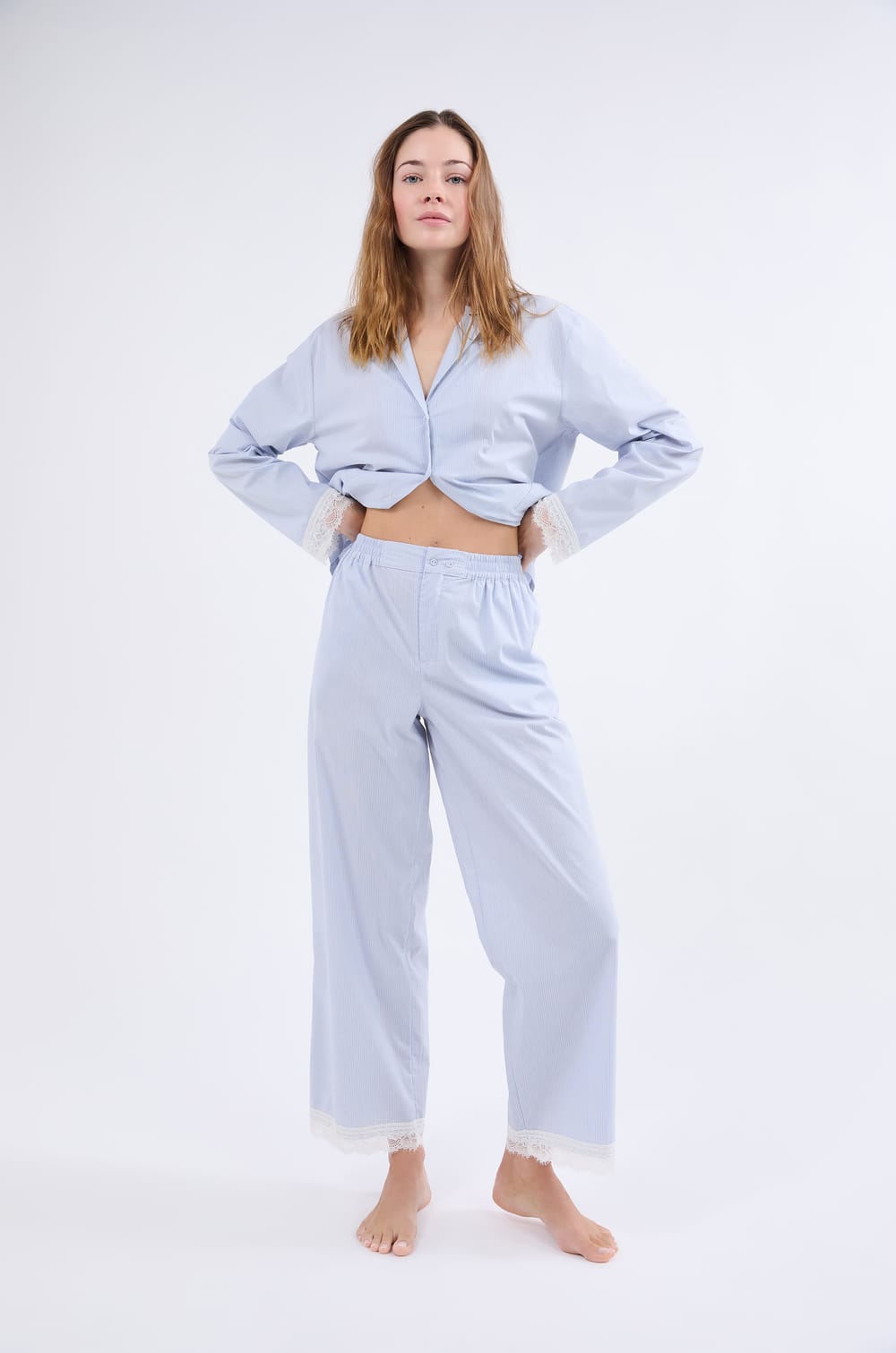 Pyjama Hose mit Streifen;${refinementColor}