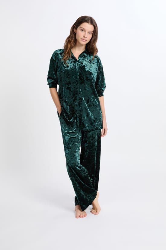 Chemise de pyjama effet velours;${refinementColor}