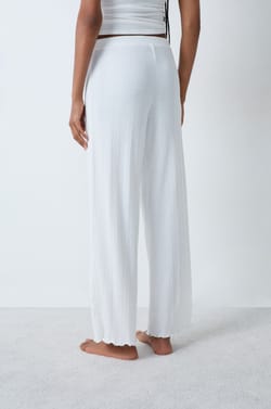 Cotton ribbed pyjama trousers;${refinementColor}