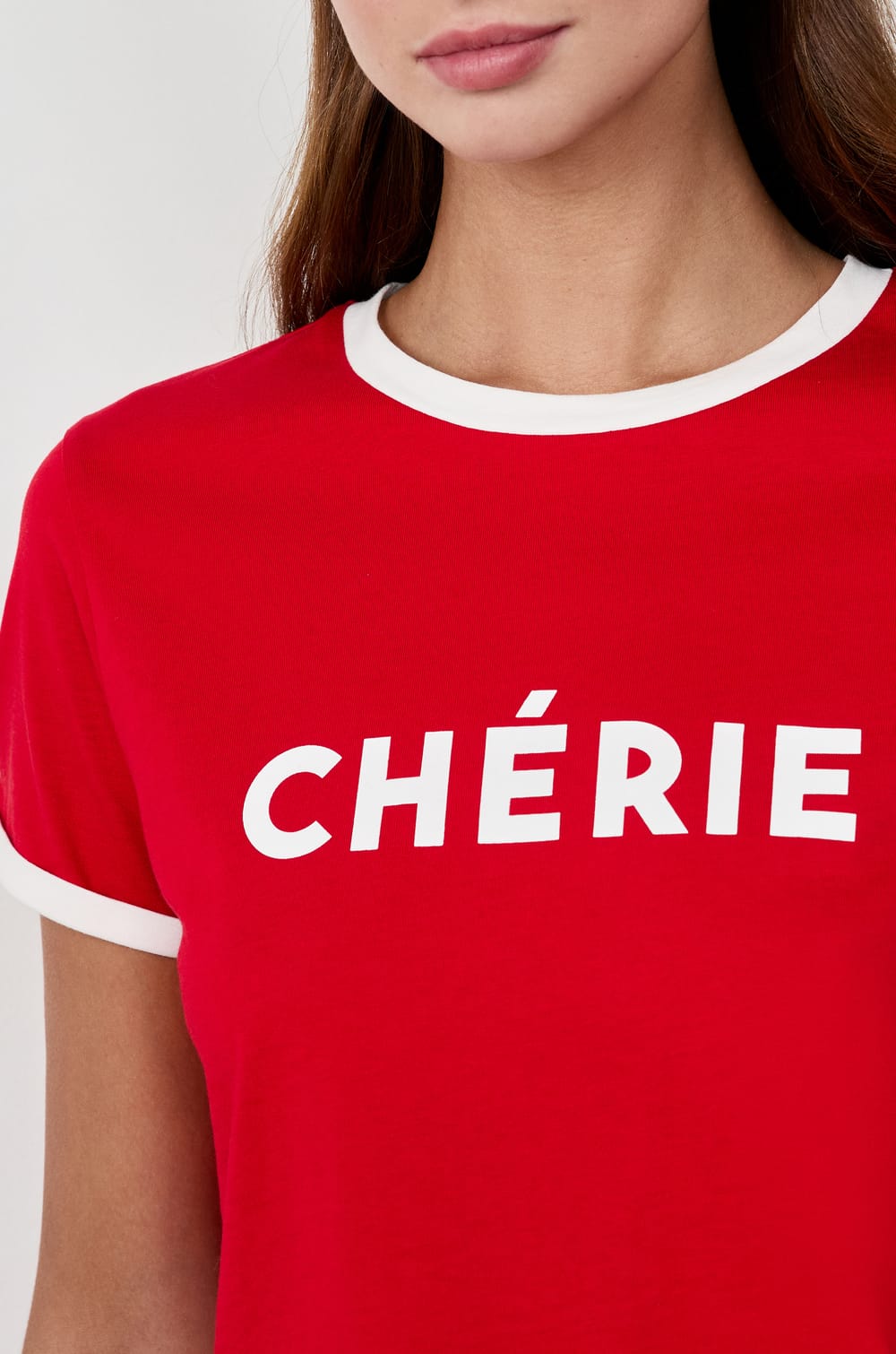 T-shirt manches courtes imprimé "Chérie;${refinementColor}
