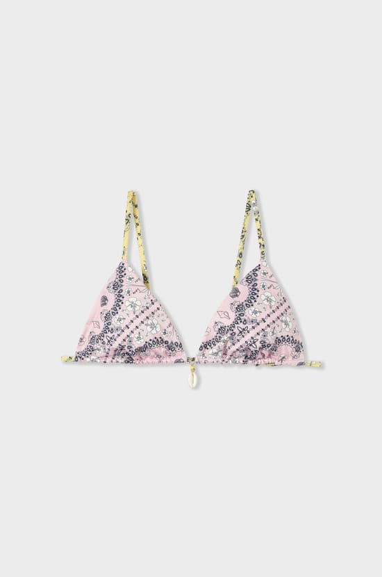 Reversible Printed Triangle Bikini Top;${refinementColor}