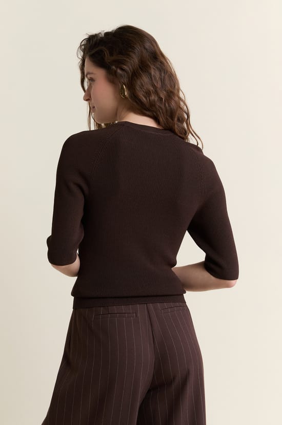 Pull &agrave; manches courtes en maille;${refinementColor}