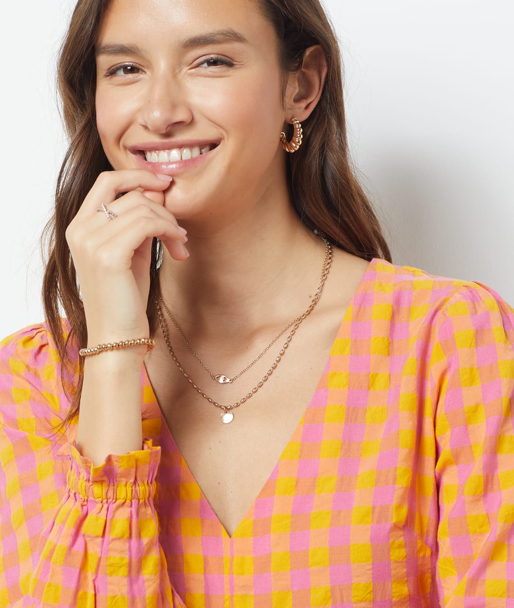 Robe imprimée en coton mélangé HERO IMP FOND ROSE - ETAM