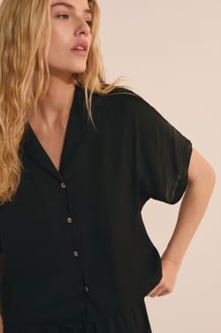 Satin Short-Sleeved Shirt;${refinementColor}