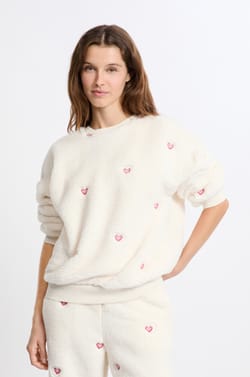 Fleece-Effect Heart-Printed Sweatshirt;${refinementColor}