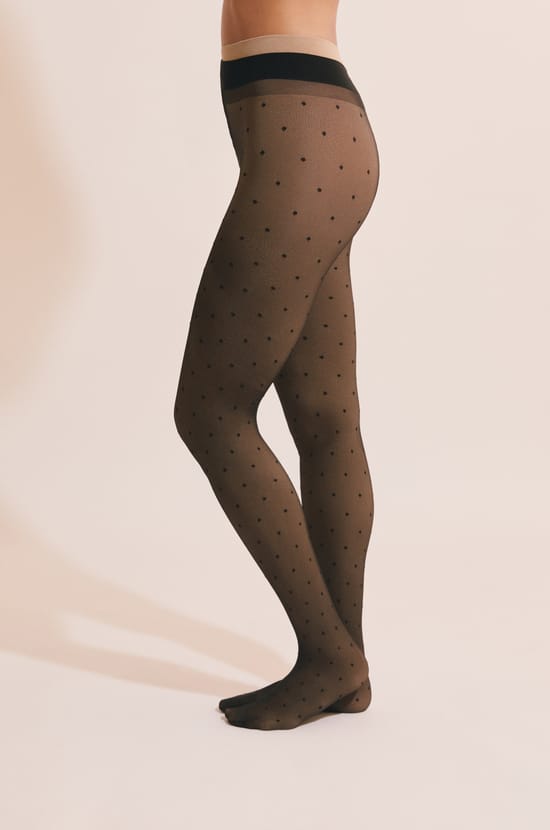 Collant semi-opaque &agrave; pois;${refinementColor}