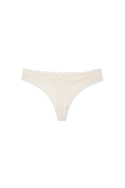 Tanga de microfibra con detalles de encaje;${refinementColor}