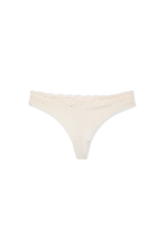 Tanga de microfibra con detalles de encaje;${refinementColor}