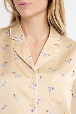 Satin Pyjama Shirt with Dalmatian Print;${refinementColor}