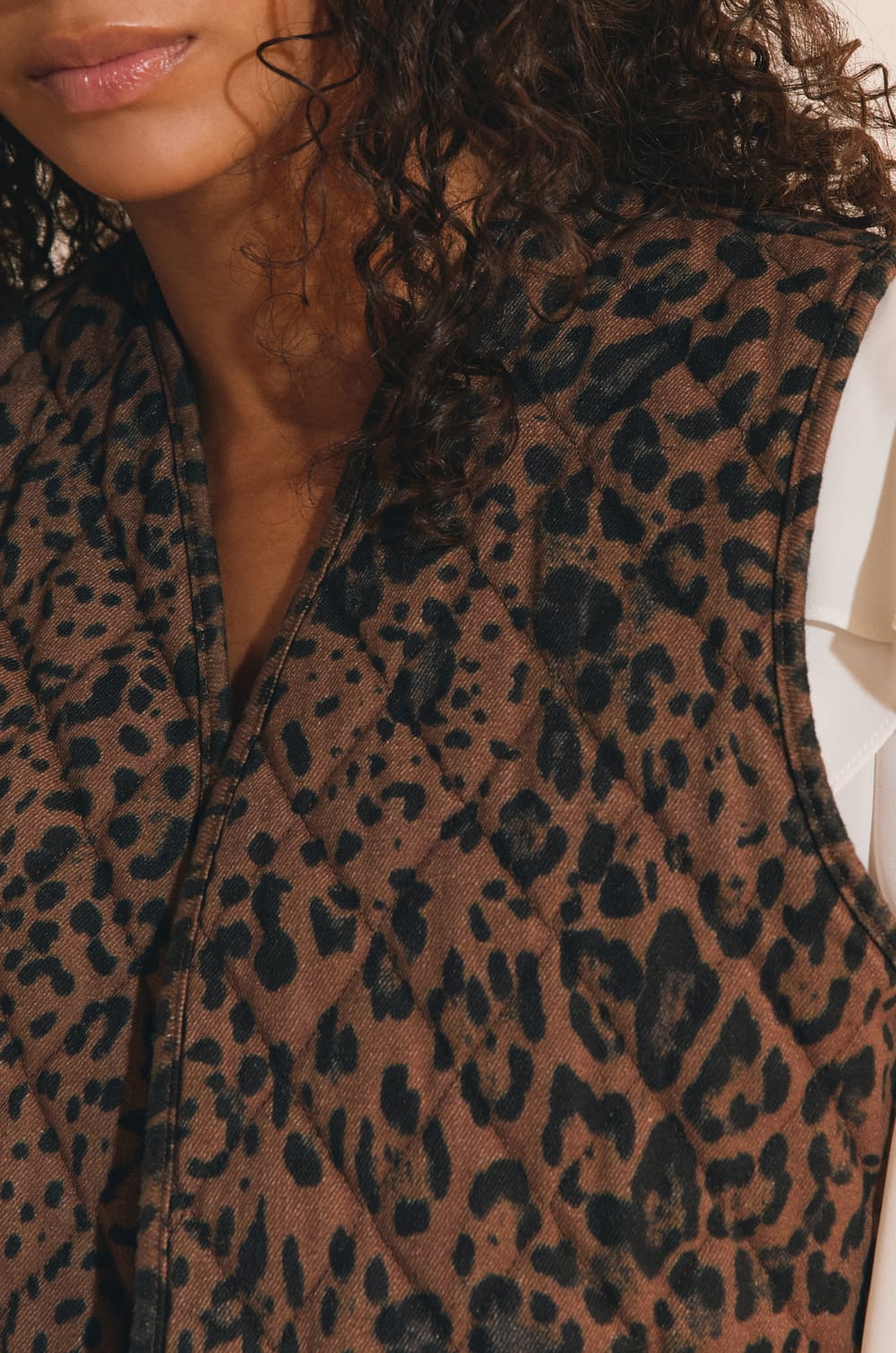 Gilet sans manches en coton &agrave; motifs;${refinementColor}
