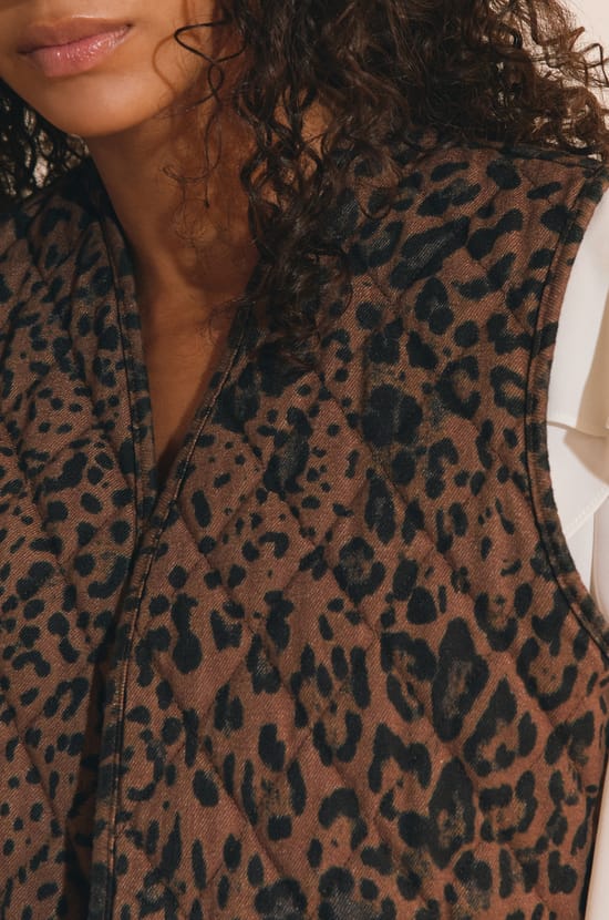 Gilet sans manches en coton &agrave; motifs;${refinementColor}