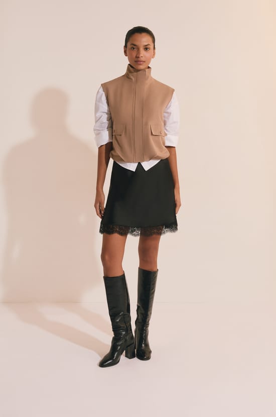 Mid-Length Skirt with Lace Details;${refinementColor}