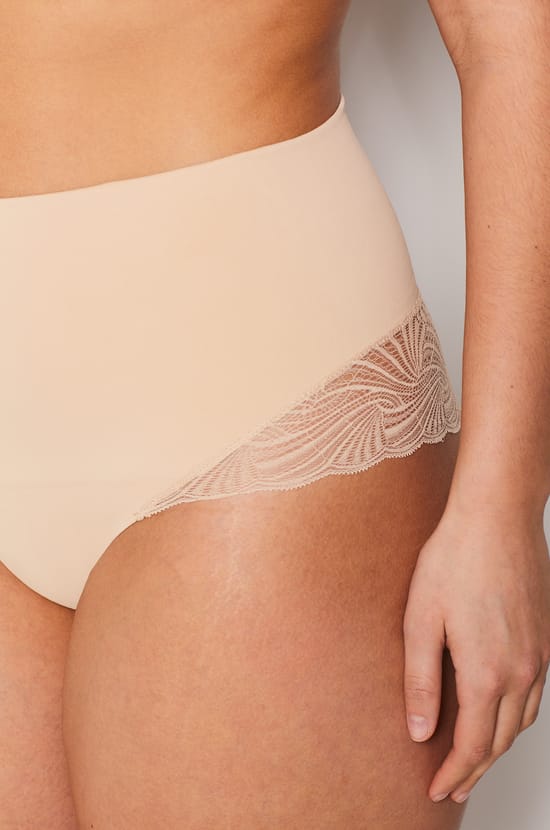 High Waist Bikini With Lace Details- Medium Control;${refinementColor}