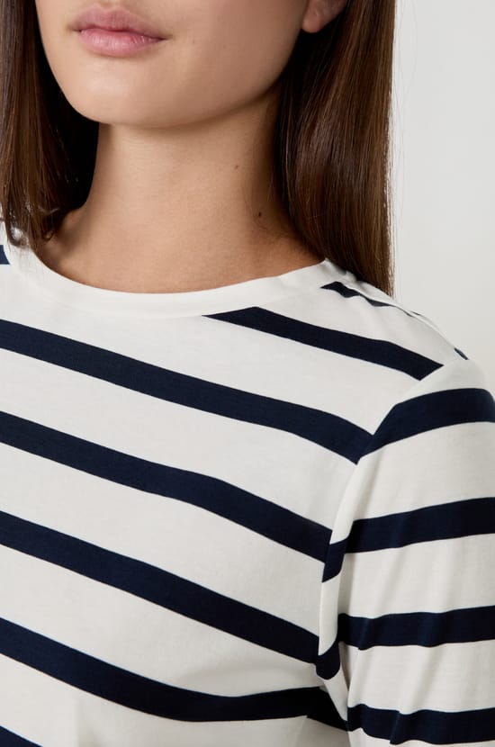 T-shirt manches longues à rayures;${refinementColor}