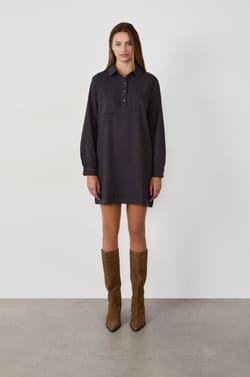 Robe courte avec boutons en coton;${refinementColor}
