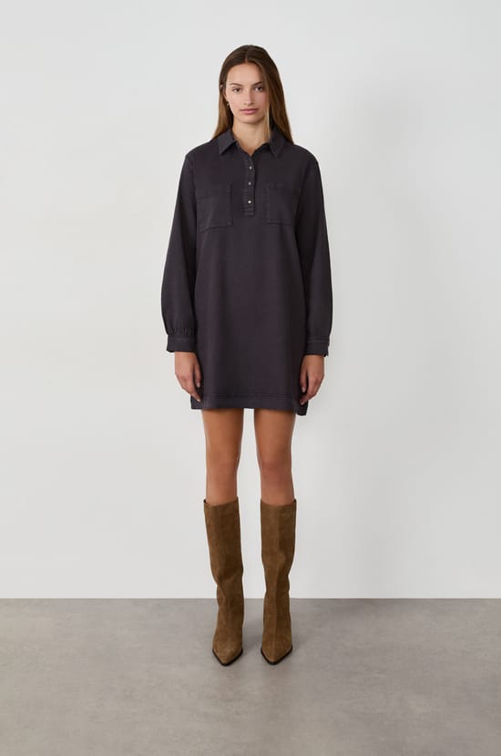 Robe courte avec boutons en coton;${refinementColor}
