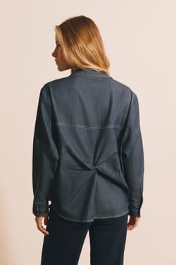Chemise &agrave; manches longues en jean;${refinementColor}