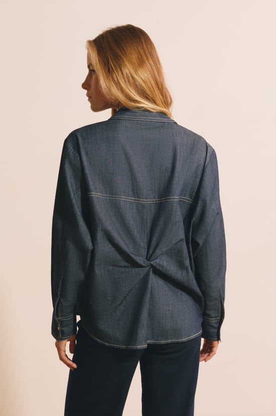 Chemise &agrave; manches longues en jean;${refinementColor}