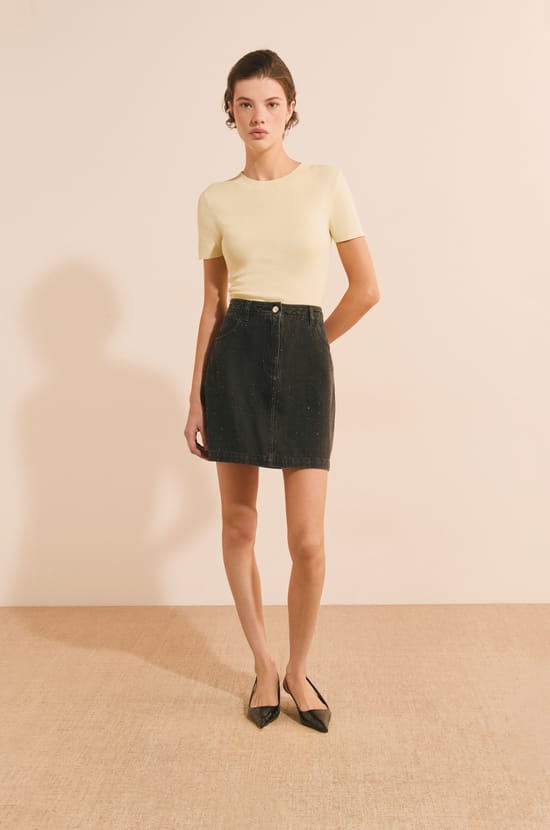 Pull manches courtes avec coton;${refinementColor}