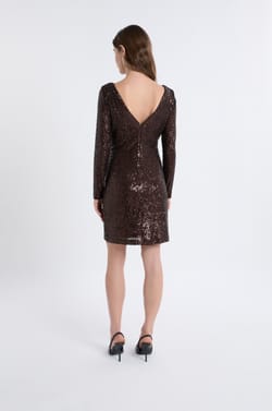Long-sleeved sequin dress;${refinementColor}