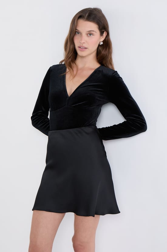 Body manches longues en velours;${refinementColor}