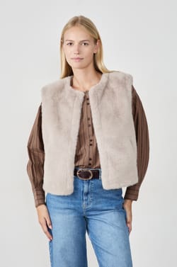 Sleeveless Faux Fur Jacket;${refinementColor}
