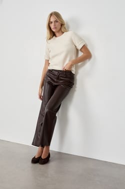 Wide-leg faux leather trousers;${refinementColor}