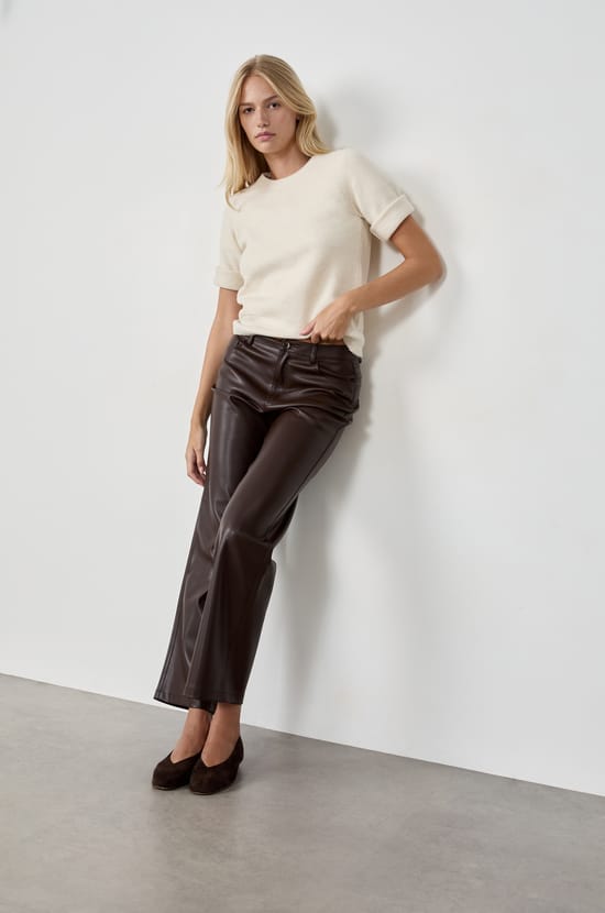 Wide-leg faux leather trousers;${refinementColor}
